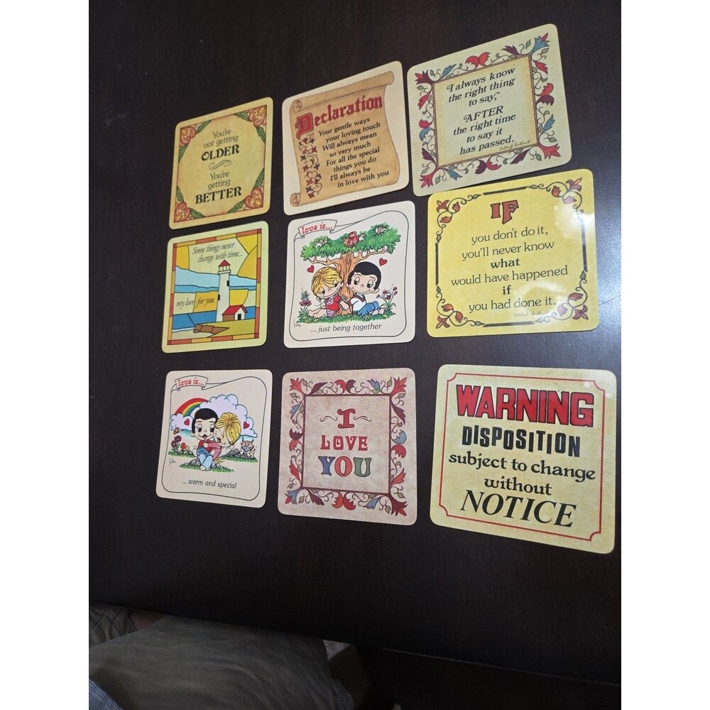 9 Vintage Mug Mats  70's / 80's Coasters